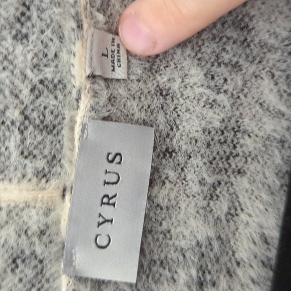 Cyrus Soft Fuzzy Open-Front Cardigan Black & White Houndstooth Women's Size L - Picture 3 of 4